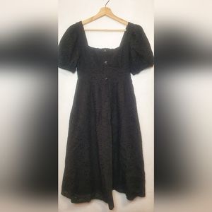 Black puff sleeve dress for women